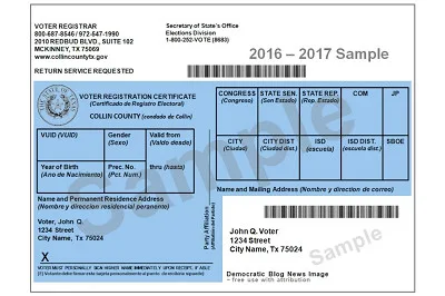 Texas Voter Registration Card